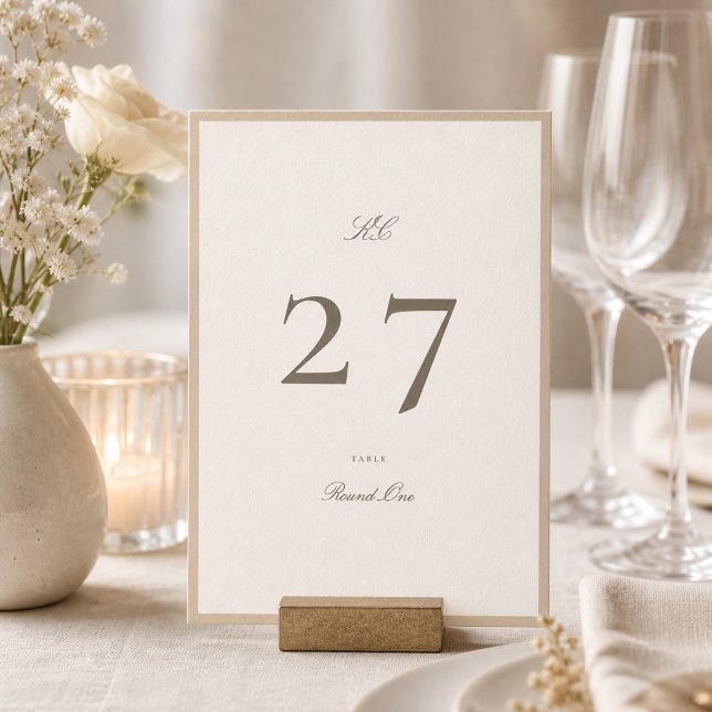 Champagne Taupe 5 x 7 Wedding Table Number (Creator Uploaded)