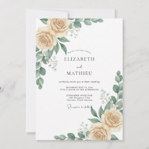 Champagne Taupe Blossom Wedding Invitation