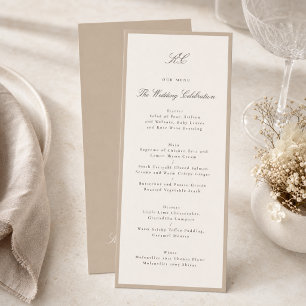Champagne Taupe Formal Wedding Menu