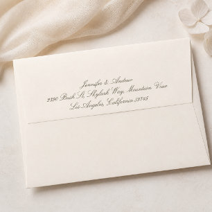 Champagne Taupe Wedding Guest Address Envelope