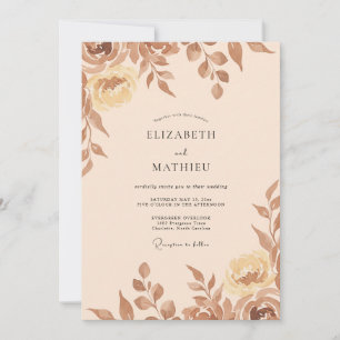 Champagne Terracotta Painted Wedding Invitation