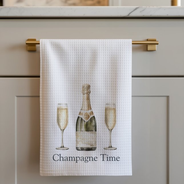 Champagne Time Prosecco Lover   Tea Towel (Champagne Flutes Kitchen Towel)
