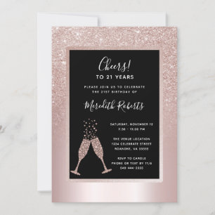 Champagne Toast 21st Birthday Party Invitation