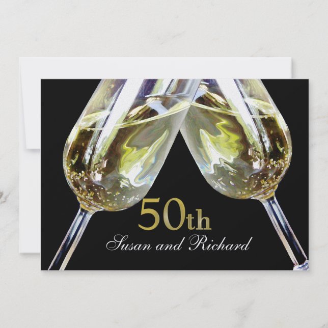 Champagne Toast 50th Anniversary Invitation (Front)