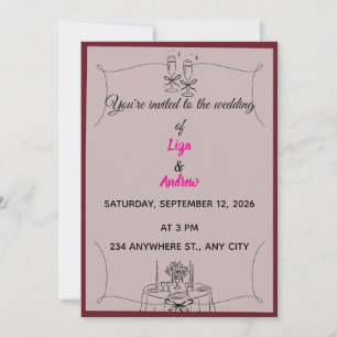 Champagne Toast and Dinner Wedding Invitatation Invitation