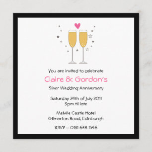 Champagne Toast Anniversary Party Invitation- whit Invitation