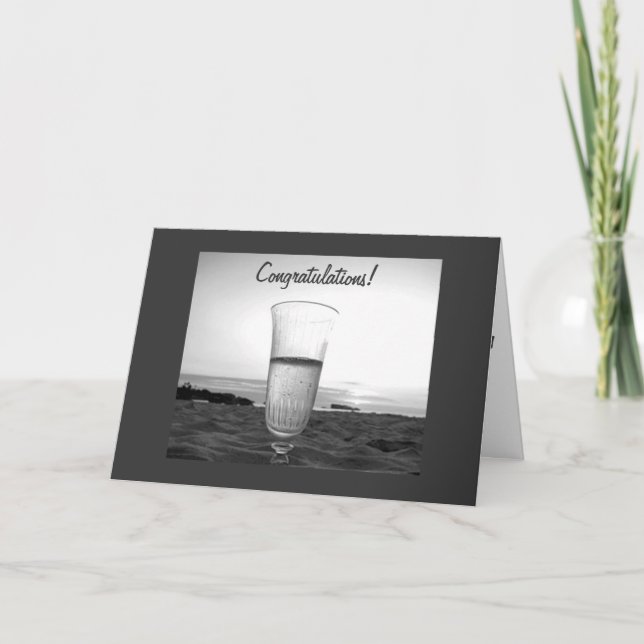 CHAMPAGNE TOAST AT THE BEACH FOR WEDDING CARD (Front)