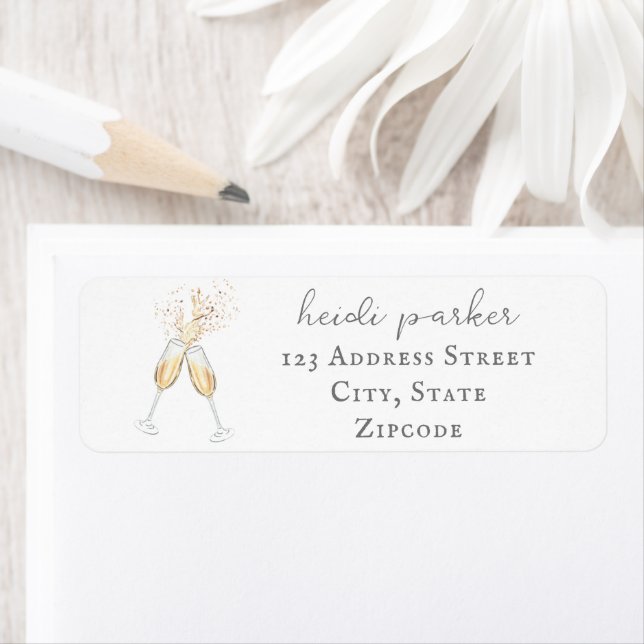 Champagne Toast Bubbly Return Address Label (Insitu)