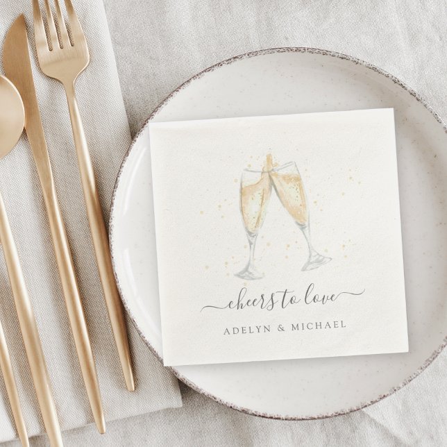Champagne Toast "Cheers to Love" Personalised Napkin (Creator Uploaded)