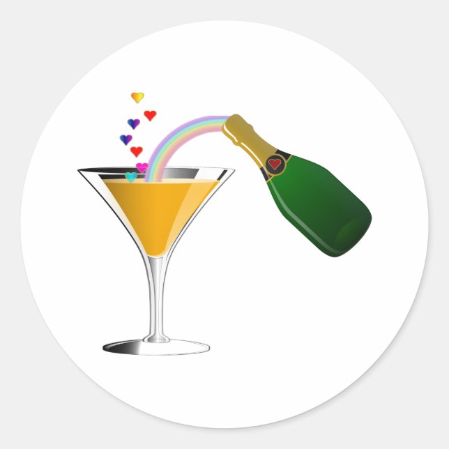 Champagne Toast Classic Round Sticker (Front)
