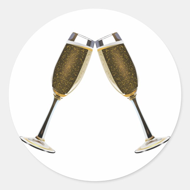 Champagne Toast Classic Round Sticker (Front)