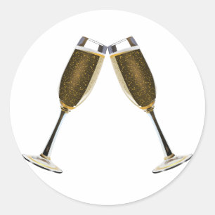 Champagne Toast Classic Round Sticker