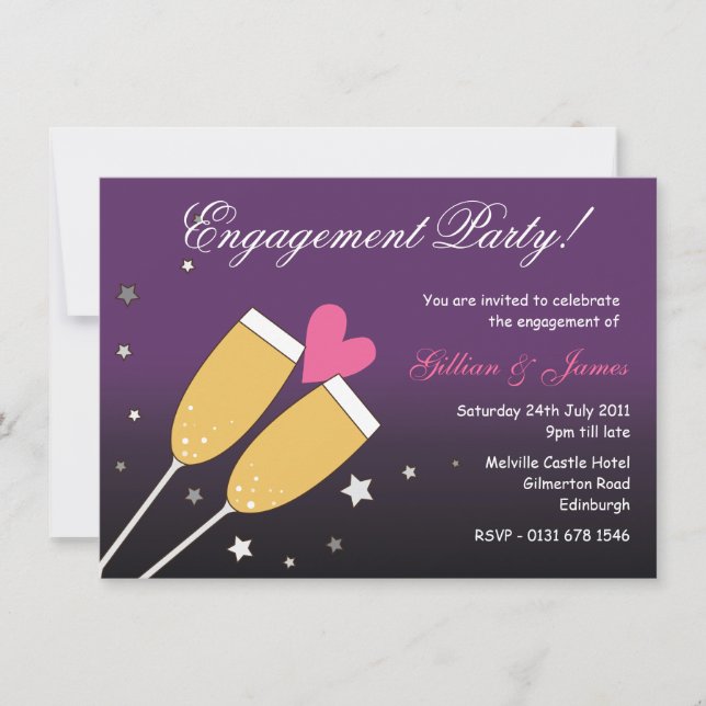 Champagne Toast Engagement Party Invitation 2 (Front)