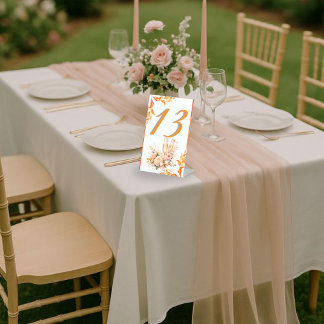 Champagne Toast Floral Bridal Shower Table Number  Pedestal Sign