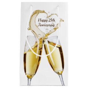 Champagne Toast for 25th Anniversary   Small Gift Bag