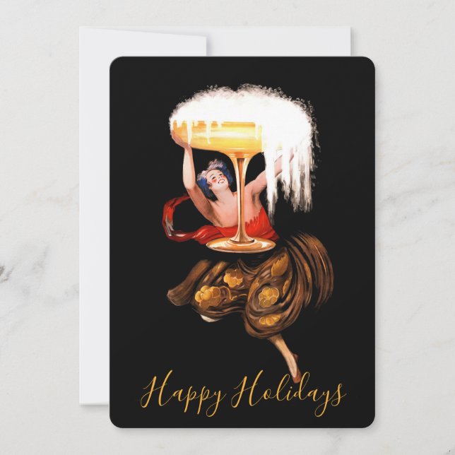Champagne Toast Holiday Flat Card (Front)