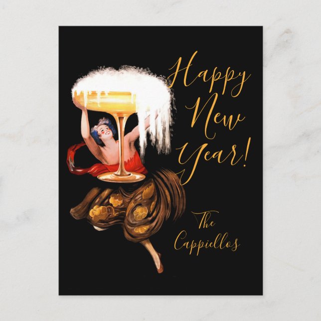 Champagne Toast Holiday Postcard (Front)