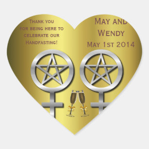 Champagne Toast Lesbian Handfasting Heart Sticker