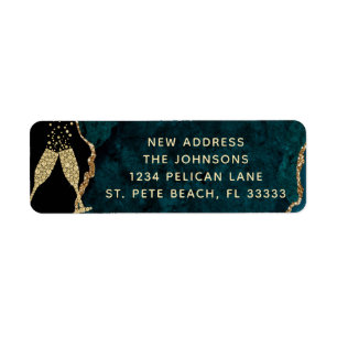 Champagne Toast New Home Teal Gold Return Address