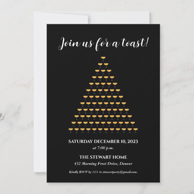 Champagne Toast New Years Party Invitation (Front)
