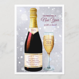 Champagne Toast   New Year's Party Invitation