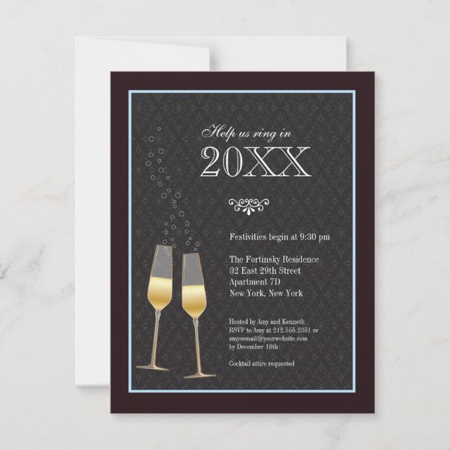Champagne Toast New Year's Party Invitation (Front)