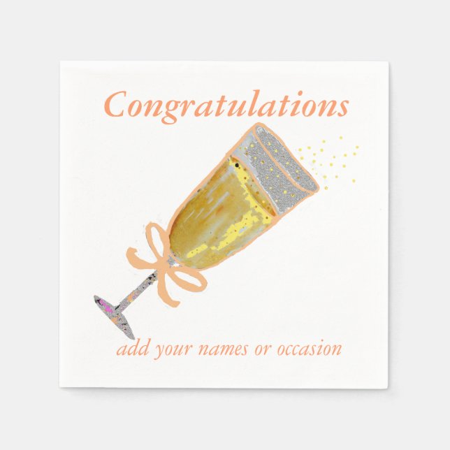 Champagne Toast Peach Napkin (Front)