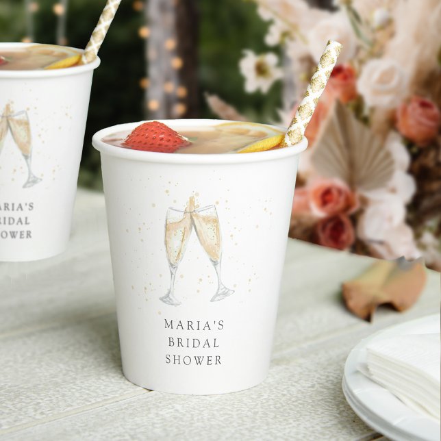 Champagne Toast Personalised Bridal Shower Paper Cups (Creator Uploaded)