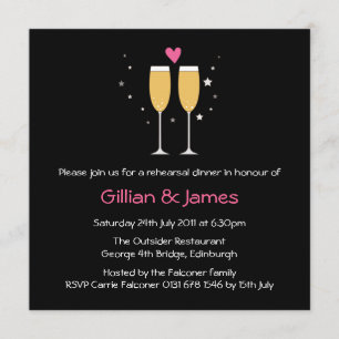 Champagne Toast Rehearsal Dinner Invitation
