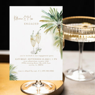 Champagne Toast Tropical Engagement Party  Invitation
