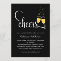Champagne Toast Wedding Anniversary Invitation