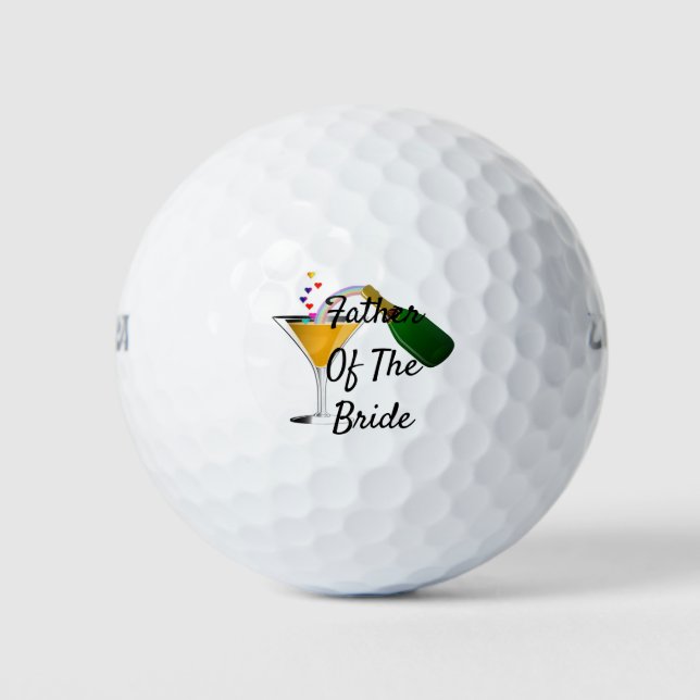Champagne Toast Wedding Father Of Bride Golf Balls (Front)