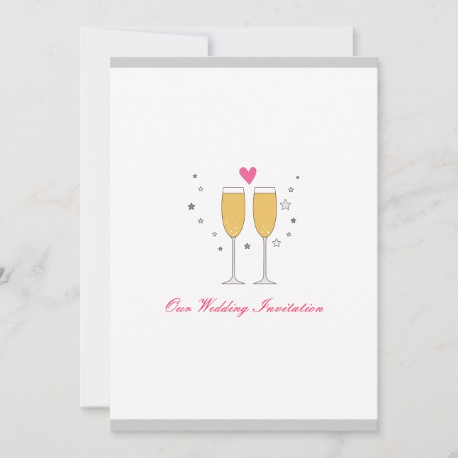 Champagne Toast Wedding Invitation- white Invitation (Front)