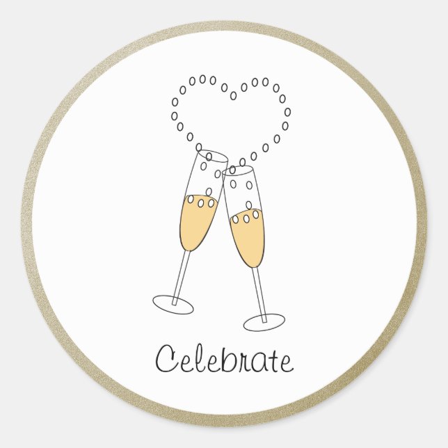 Champagne Toast with Heart Sticker (Front)