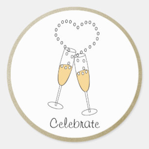 Champagne Toast with Heart Sticker