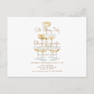 Champagne Tower 50th Birthday Party Postcard