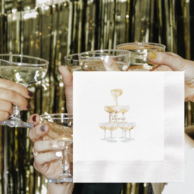Champagne Tower Custom Name Coined Napkin (Creator Uploaded)