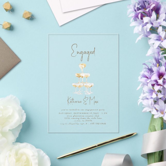 Champagne Tower  Engagement Party  Acrylic Invitations (Insitu (Wedding))