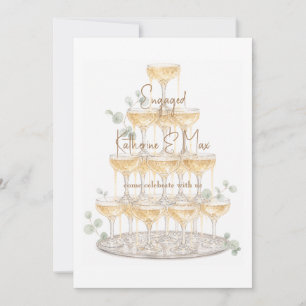 Champagne Tower Eucalyptus Engagement Party  Invitation