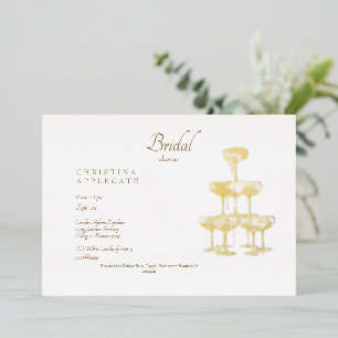 Champagne Tower Gold Text Bridal Shower Gold