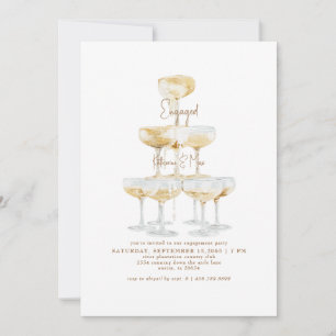 Champagne Tower Gold Text Engagement Party II Invitation