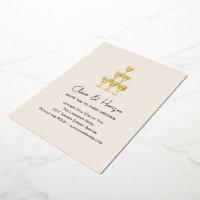 Champagne Tower Hand Drawn Bow Wedding Gold