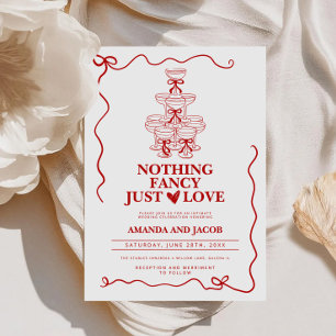 Champagne Tower Nothing Fancy Just Love Wedding Invitation