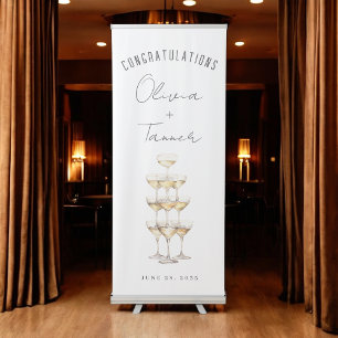 Champagne Tower Simple Chic Wedding or Engagement Retractable Banner