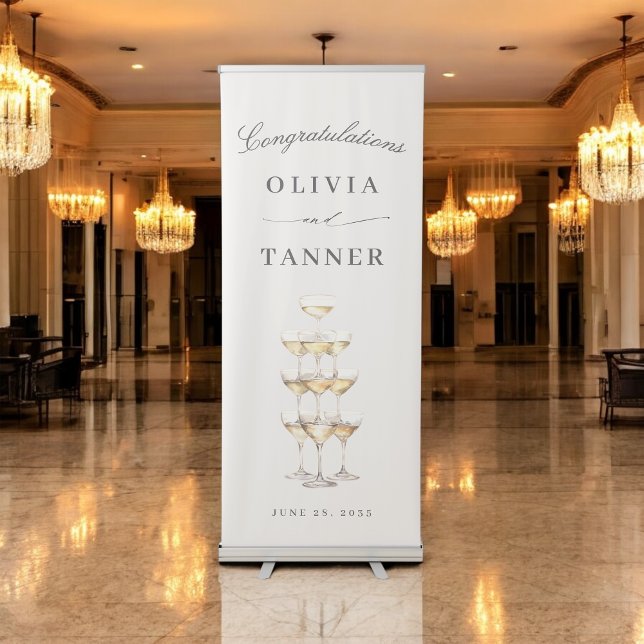 Champagne Tower Simple Chic Wedding or Engagement Retractable Banner (Creator Uploaded)