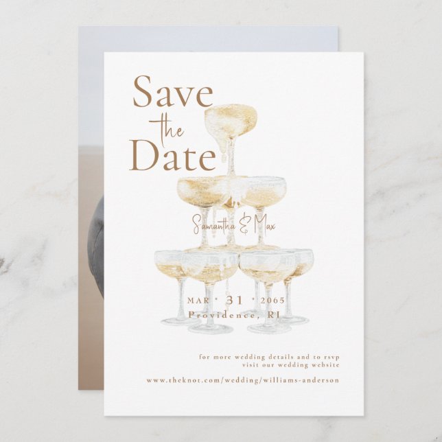 Champagne Tower The Two of Us Photo Save the Date (Front/Back)