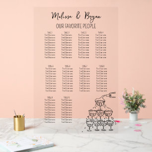 Champagne Tower Wedding 10 tables seating chart