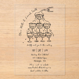 Champagne Tower Wedding Acrylic Invitations