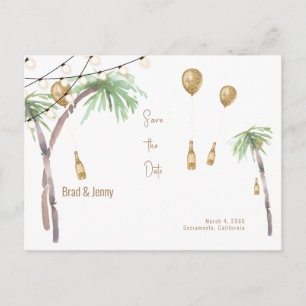 Champagne Tropical Wedding Save the Date Postcard