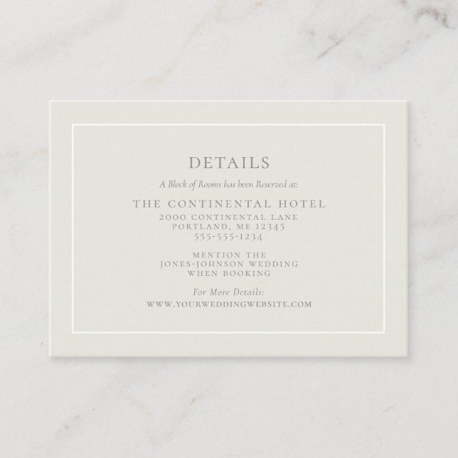 Champagne Vintage Elegance Wedding Details Enclosure Card (Front)
